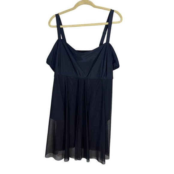 Bloomchic Swim Women 26 Black One Piece Neutral Mature Preppy Minimalist Modest - Picture 1 of 13